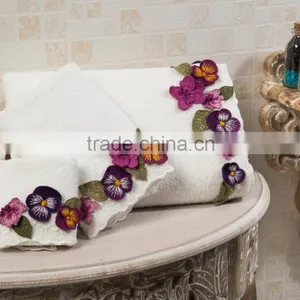 VIOLET HANDMADE FLORAL TOWEL thumbnail-1