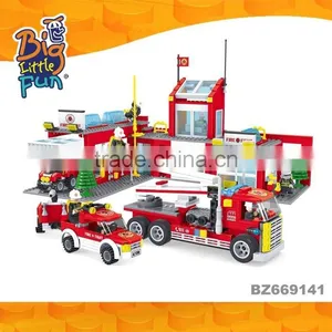 Children Play House Plastic Connecting Intelligence Fire Rescue Firefighting Toy Building Blocks thumbnail-1