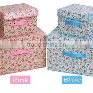 Little Floral Printed Non Woven Fabric Storage Box Case 2 in 1 Set of 2 thumbnail-3