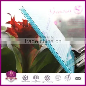 Lake-blue Colored Glass Sheets Polycarbonate Honeycomb Hollow Roofing thumbnail-2