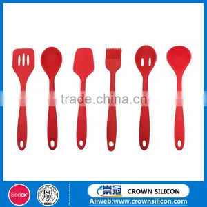 6PCs Red Silicon Kitchen Cooking Utensil Tool Set, Hi-heat Cooking thumbnail-1