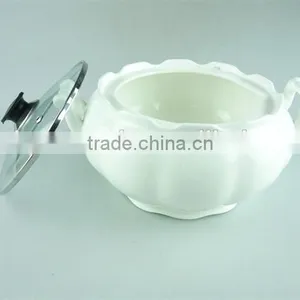 Wholesale Stock Napkin Shape Ceramic Casserole With Glass Lid,soup&stock Pot thumbnail-2