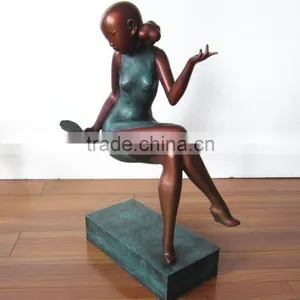 Casting Beautiful Sexy Bronze Modern Girl Sculpture thumbnail-1