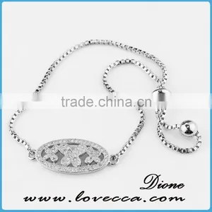 24K Gold Platinum Plated Curb Crystal Micro Pave CZ Gold Chain Bracelet for Girls thumbnail-4