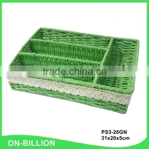 Decorative Handwoven Divided Paper Rope Tableware Basket thumbnail-1