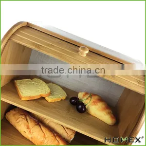 Bamboo Sustainable Bread Bin Keeper Bread Box Homex BSCI/Factory thumbnail-3