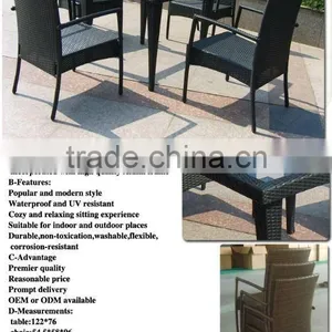 Rattan Dining Set With Rectangle Table and Chairs Outdoor Furniture thumbnail-3