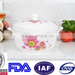 8" Porcelain Microwave Cooking Pot With Porcelain Lid thumbnail-3