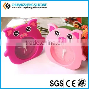 Cute Pig Watch Shape Silicone Table Alarm Clock in the Bedroom for Children thumbnail-5