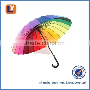 27" Golf Rainbow 24ribs Umbrella in Pongee Fabric Umbrella to South America thumbnail-1