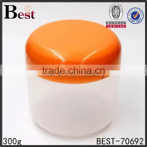 300g Plastic Cream Jar PET Plastic Cosmetic Packaging Cream Jar With Orange Cap thumbnail-1