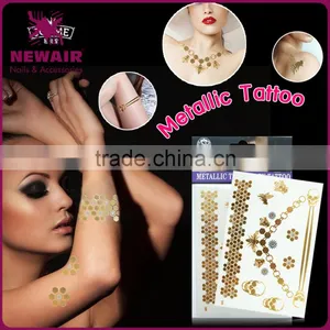 Summer Style Men Women Body Art Gold Metallic Tattoo Sticker thumbnail-1