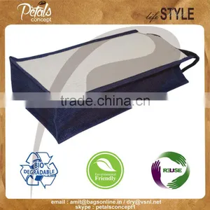 Two Bottle Bag for Water Bottle - Soft Cotton Ropw Handle - Made From pp Laminated Jute thumbnail-4