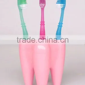 ABS Teeth Shaped Toothbrush Stand or Toothbrush Holder (pink) thumbnail-1