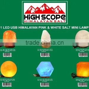 USB POWERED HIMALAYAN WHITE SALT MINI LAMP NATURAL SHAPE COLOR CHAGNING thumbnail-2
