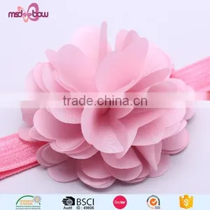 Fashion Small Newborn Baby Girl Pink Flower Elastic Hair Bowknot Headband thumbnail-3