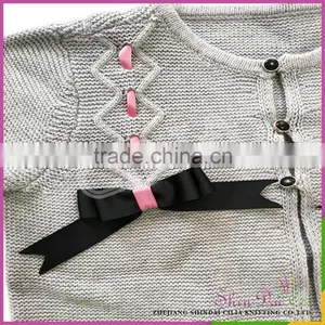 Wholesales Fashionable Korean Style 100% Cotton Kids Sweater With Bow thumbnail-5
