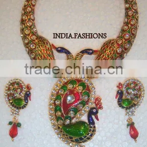 PEACOCK NECKLACE EARRING SET thumbnail-1