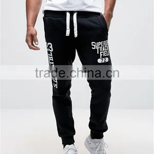 Custom Print Slim Fit Joggers With Cuffed Hem Men Gym Pants With White Drawstring thumbnail-3