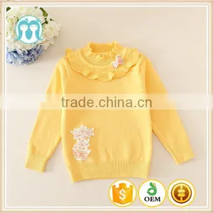 Factory Prices Kids Girls Appliqued Collar Sweaters Fashionable Pullover From China Factory, Children Winter Clothes thumbnail-1