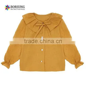Autumn Pure Colour Latest Tops Designs Children's Boutique Long Sleeve Blouse for Kids Clothing thumbnail-1