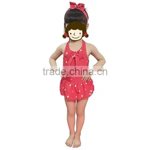 Baby Girl Red Swimsuit Polka Dot Beachwear Match Headband Wholesale thumbnail-1