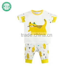 OEM Service Cartoon Printing 2 Pcs Short Sleeve Children Wear Set Baby Clothes thumbnail-2