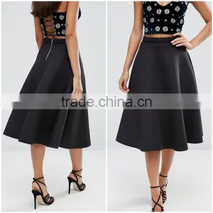 2016 Unlined Design Zip-back Fastening Lady Skirt Fashion Midi Umbrella Skirt Wholesale thumbnail-1