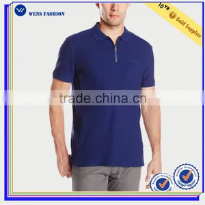 2017 Plain Collar Half Zipper Short Sleeve Golf Polo Shirts For Mens Slim Fit thumbnail-1