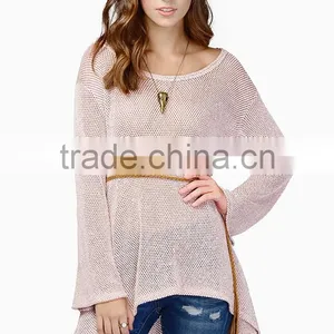 Women's Spring and Autumn Hollow Mesh Long Sleeve T-shirt thumbnail-3