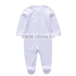 Hot Sale Long Sleeve Blank White Cotton Baby Pajamas thumbnail-2