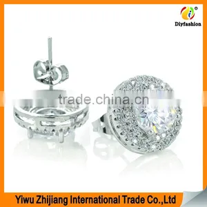Double Round Diamond Inlay Zircon Earrings thumbnail-1
