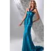 Elegant Deep Blue Dress is Made in Satin. Ruched Bust Area With Sweetheart Neckline and Wide Straps thumbnail-1