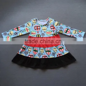 Wholesale Little Girls Frock Design Cotton Dress Long Icing Ruffle Sleeves Fall Clothes For Kids thumbnail-6