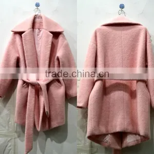 Woollen Coat Supper Start Lovely Style Pink Woollen Coat Factory Price thumbnail-4