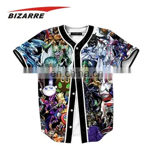 Custom 100% Polyester Mens Active Short Sleeve Button Up Baseball Jersey Shirt thumbnail-3
