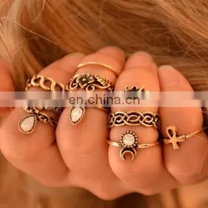 Punk Gold Silver Stack Above Knuckle Ring Band Midi Finger Rings 10PCS/Set thumbnail-2