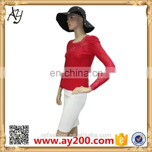 Wholesale New Lace Pattern Shirts Ladies Casual Long Sleeve Plain T-shirts Pictures thumbnail-2