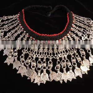 Afghan Necklace - Kuchi Jewelry - Tribal Necklace -vintage Jewelry -Turkmen Vintage Afghani Kuchi Tribal Necklace thumbnail-1