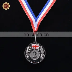 WR Quality Metal Custom Awards Medal Wholesale Silver Plated Medal With Free Ribbon thumbnail-2
