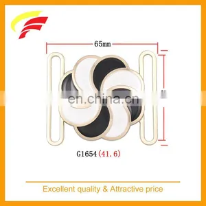 Fashion Black and White Enameled Zinc Alloy Flower Shaped Snap Button for Coat thumbnail-2