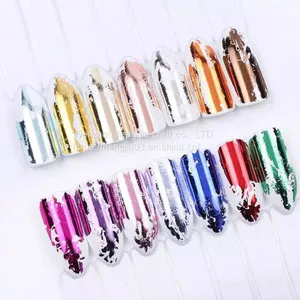 Mixed-Styles Random Nail Foils Laser Silver Gold Nail Art Transfer Stickers Mirror Effect Stickers for Nails thumbnail-1