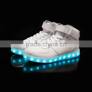 2016 New Wave Pure Black/white Sport Casual Shoes With 7 Colors LED Luminous Lights and USB Charger Cable thumbnail-4