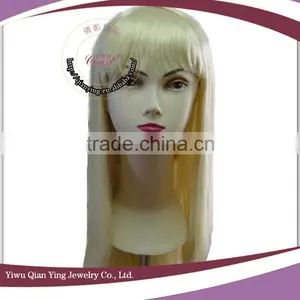 Cheap Orange Color Straight Synthetic Hair Party Wigs With Neat Bang thumbnail-6