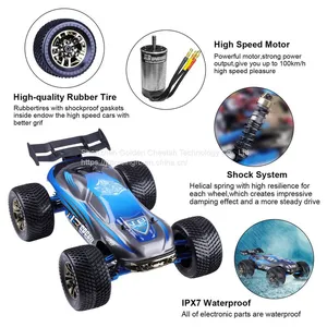 JLBRACINGRC Super Fast 1/10 Scale Cheetah RC Car, 100 KM/H 4WD 2.4GHZ RC Truck 4x4 Off Road RTR Monster Truck IPX7 Waterproof RTR Brushless Electric Remote Control Truck for Adults thumbnail-2