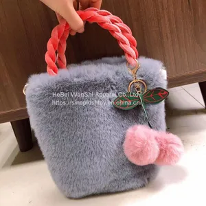 009 Autumn New Lovely Cherry Girl Plush Handbag Female Plush Autumn/Winter Shoulder Crossbody Bag Fashion Small Bag thumbnail-4