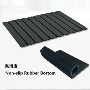 Super Absorbent Non-slip Rubber Base Foldable Roll Up Diatomite Stone Bath Mat Supplier thumbnail-2