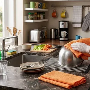 Professional Waffle Weave Microfiber Cleaning Towels for Kitchen, Glass & Auto Drying thumbnail-1