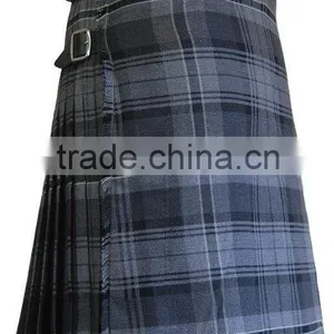 Scottish Hamilton Grey 6 Yard Tartan Kilt Three Buckles With Leather Straps thumbnail-1