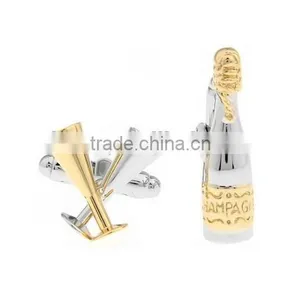 Mens Champagne Wine Bottle And Glasses Cufflinks With Presentation Gift, Stainless Steel Wine Bottle Cufflinks thumbnail-1